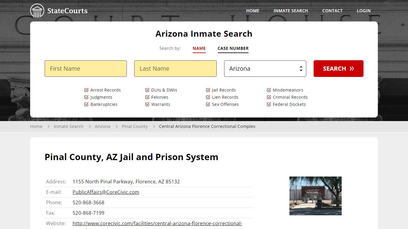 Central Arizona Florence Correctional Complex Inmate Records Search ...