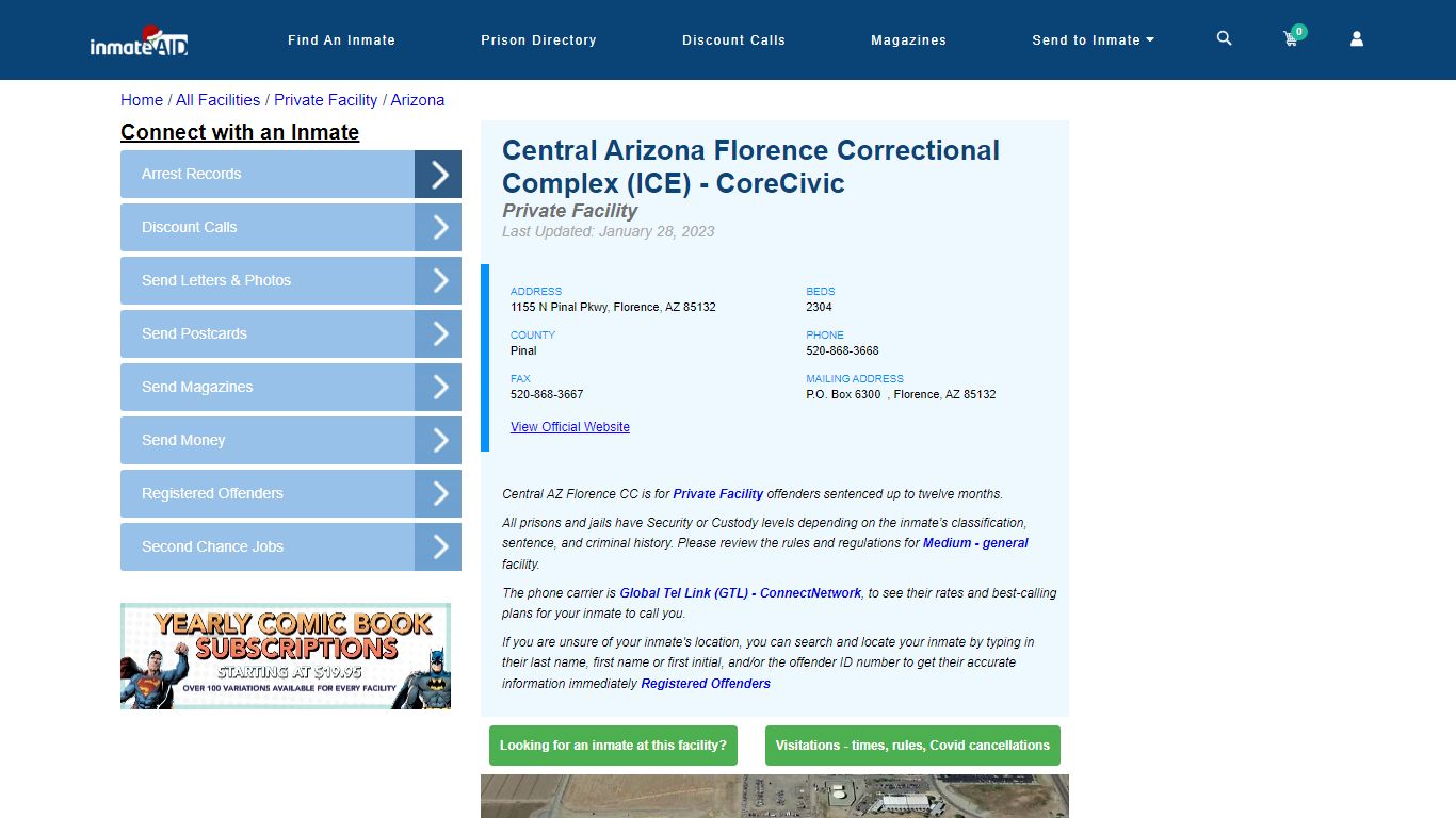 Central Arizona Florence Correctional Complex (ICE) - CoreCivic - InmateAid