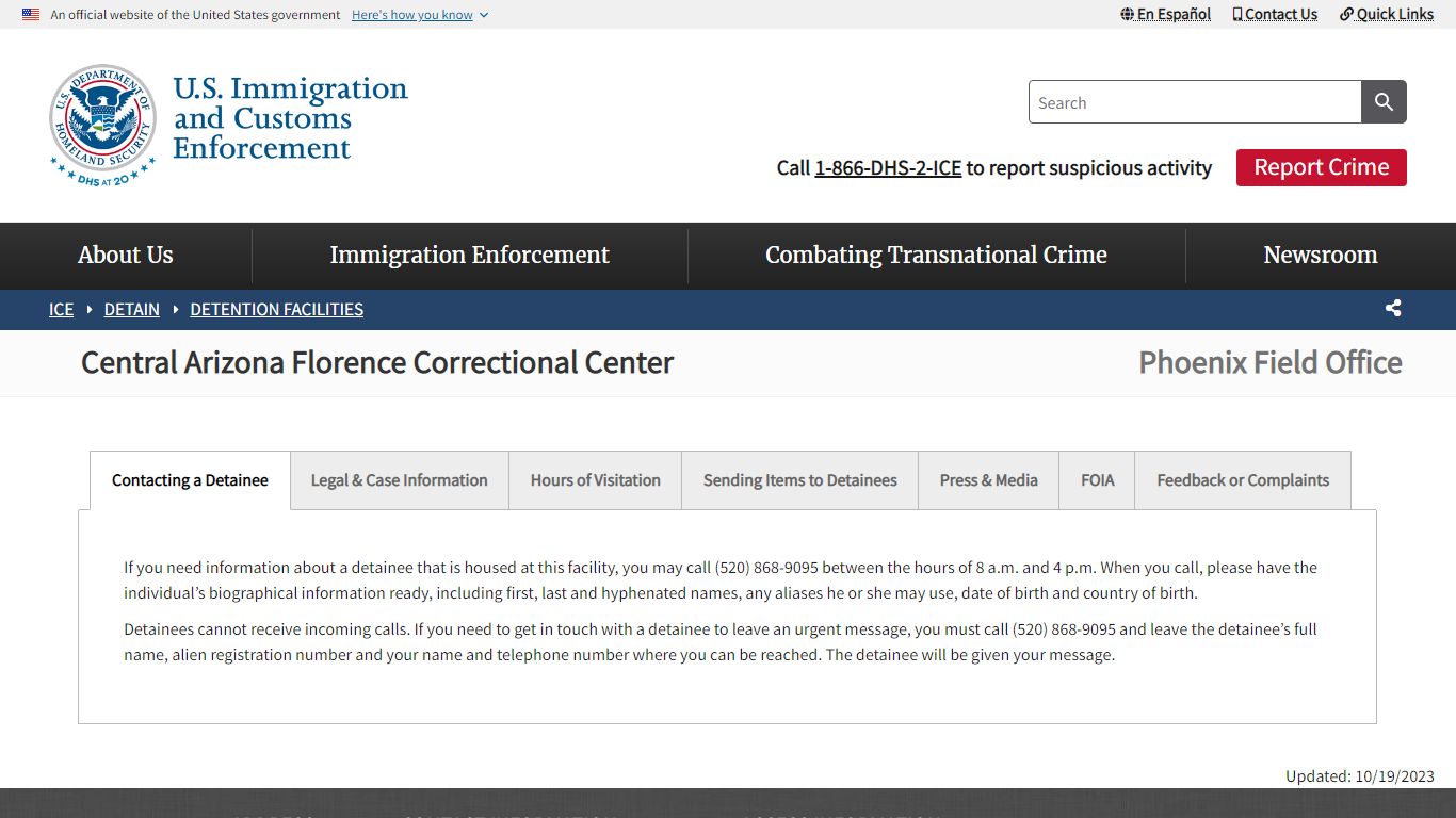 Central Arizona Florence Correctional Center | ICE